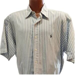 Ralph Lauren Blake 100 % cotton White/Blue Stripped Button-Up Shirt Size XL